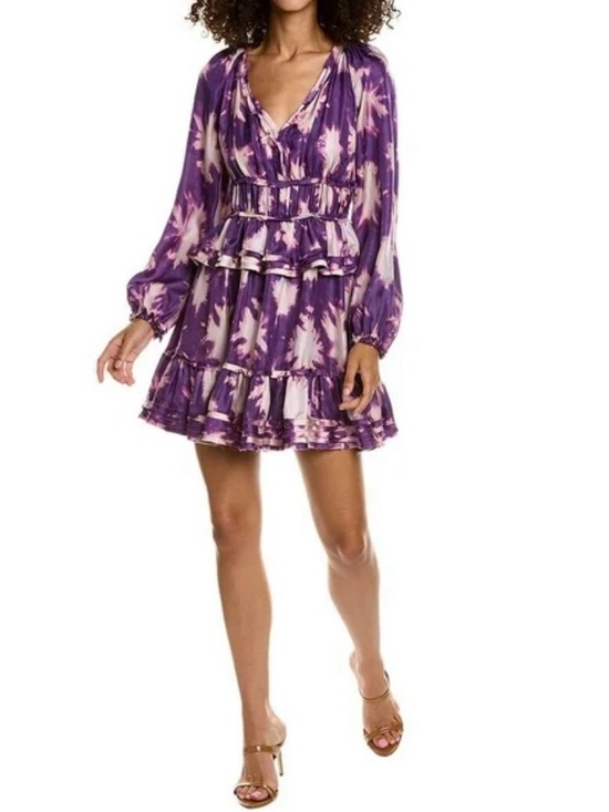 Ulla Johnson Dresses & Skirts - Ulla Johnson Purple and Cream Tie-Dye Ruffle Dress